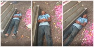 Pria Tidur Tanpa Alas di Sebelah Makam, Aksinya Bikin Penasaran